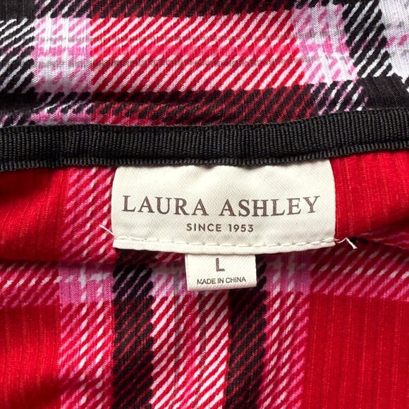 Laura Ashley Red Plaid Button-Up Long Sleeve Nightshirt Womens Size Large - Picture 7 of 8